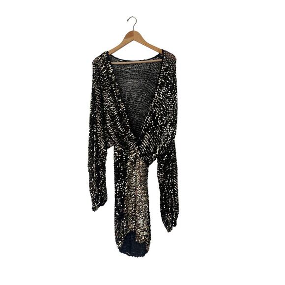 Retrofete Black and Silver Sequin Mini Dress - Picture 6 of 9